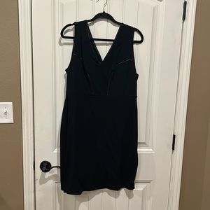 Little black dress by Tart - stretch cotton, faux leather piping 1X